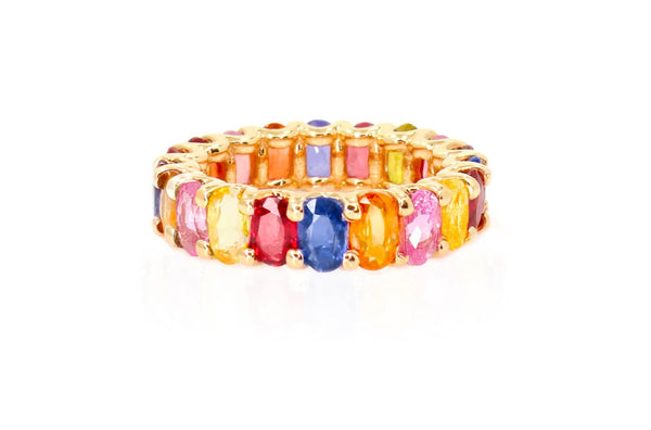 Eternity Ring Multicolor Sapphires & Yellow Gold - Albert Hern Fine Jewelry