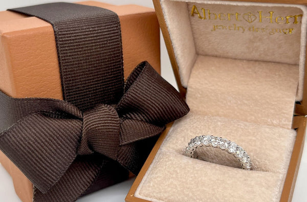 Eternity Ring Platinum & Petite Oval Cut Diamonds 2.23 cts - Albert Hern Fine Jewelry