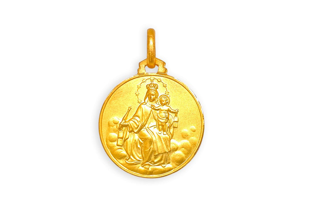 Medal 18kt Solid Gold Scapular Sacro Cuore & Lady of Mount Carmen Pendant - Albert Hern Fine Jewelry