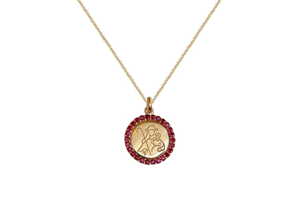 Medal Divine Shepherdes | Divina Pastora Gold & Ruby - Albert Hern Fine Jewelry
