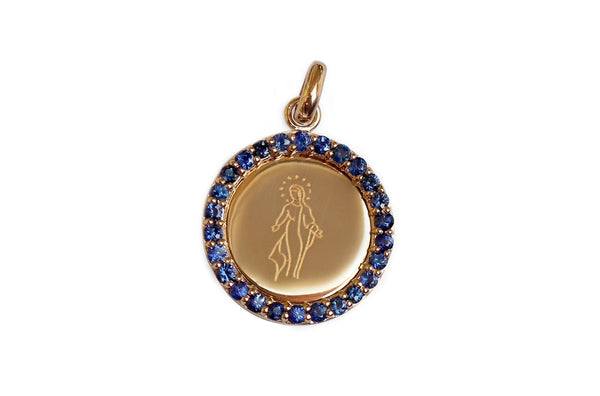Medal Miraculous | Milagrosa Gold & Blue Sapphires - Albert Hern Fine Jewelry