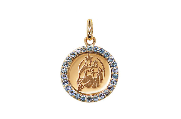 Medal Our Lady of Mount Carmen | Virgen del Carmen Gold & Aquamarine - Albert Hern Fine Jewelry