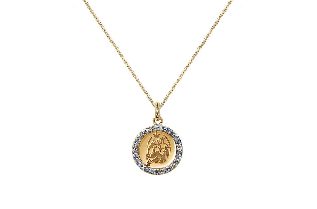Medal Our Lady of Mount Carmen | Virgen del Carmen Gold & Aquamarine - Albert Hern Fine Jewelry