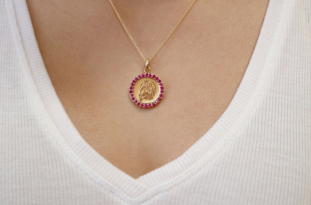 Medal Our Lady of Mount Carmen | Virgen del Carmen Gold & Hot Pink Sap ...