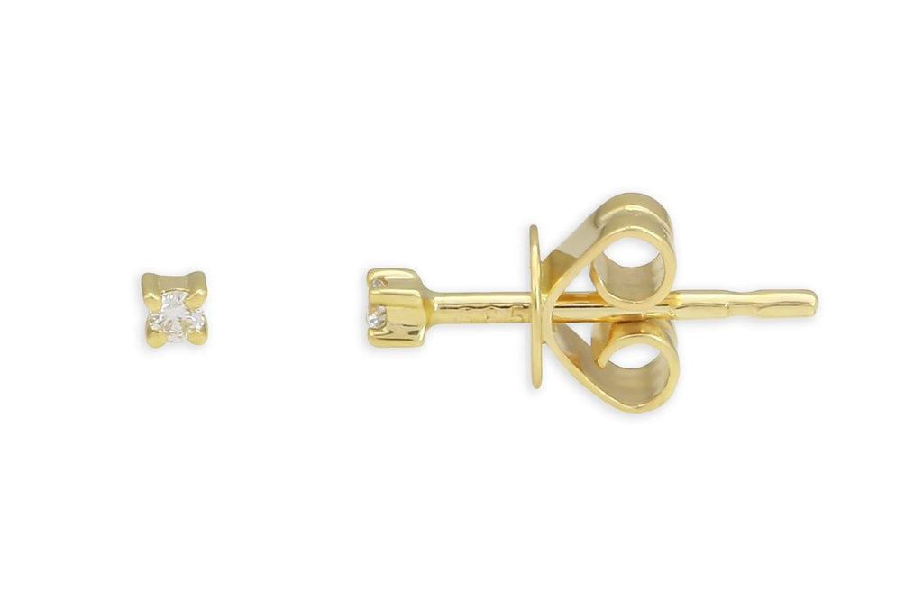 Mini Earrings 14kt Gold 4 Prongs Diamonds Studs - Albert Hern Fine Jewelry