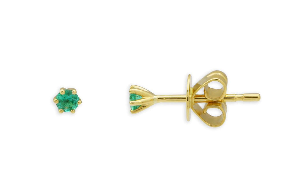 Mini Earrings 14kt Gold 6 Prongs Gemstones Studs - Albert Hern Fine Jewelry