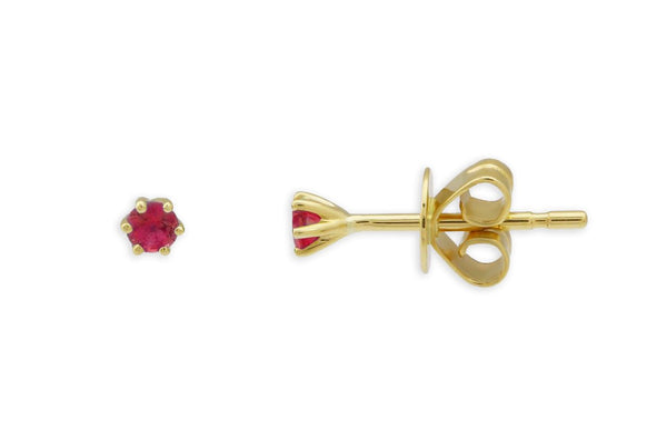 Mini Earrings 14kt Gold 6 Prongs Gemstones Studs - Albert Hern Fine Jewelry