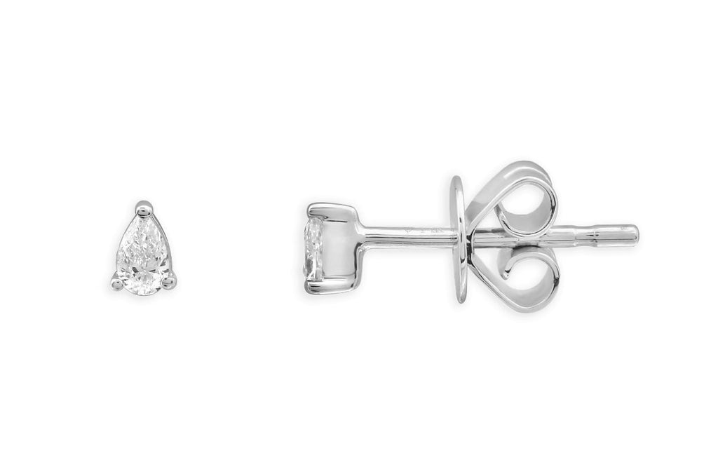 Mini Earrings 14kt Gold Diamonds Pear Studs - Albert Hern Fine Jewelry