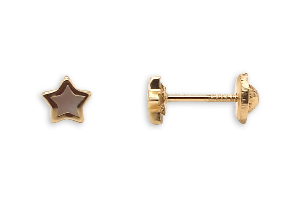 Mini Earrings 14kt Gold Mother of Pearl Stars Stud - Albert Hern Fine Jewelry