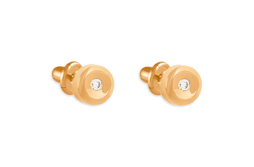 Mini Earrings 18kt Gold Center Diamonds Studs - Albert Hern Fine Jewelry