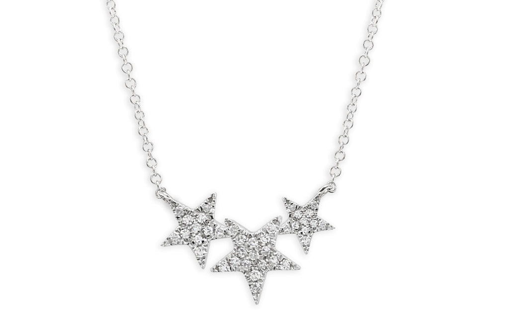 Necklace 14kt Gold 3 Stars & Diamonds - Albert Hern Fine Jewelry