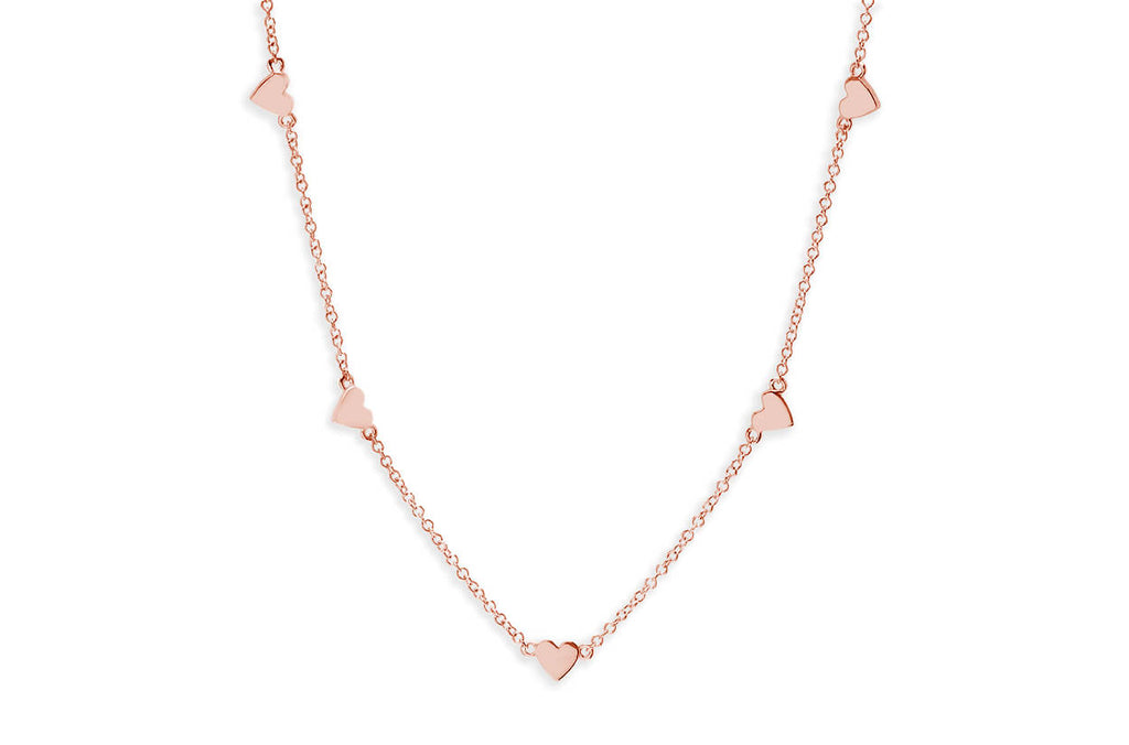 Necklace 14kt Gold & 5 Hearts - Albert Hern Fine Jewelry