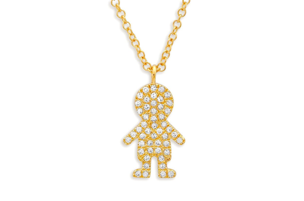 Necklace 14kt Gold Boy with Diamonds - Albert Hern Fine Jewelry
