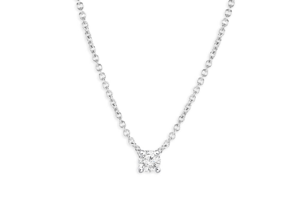 Necklace 14kt Gold Diamond Solitaire 4-Prong Setting - Albert Hern Fine Jewelry