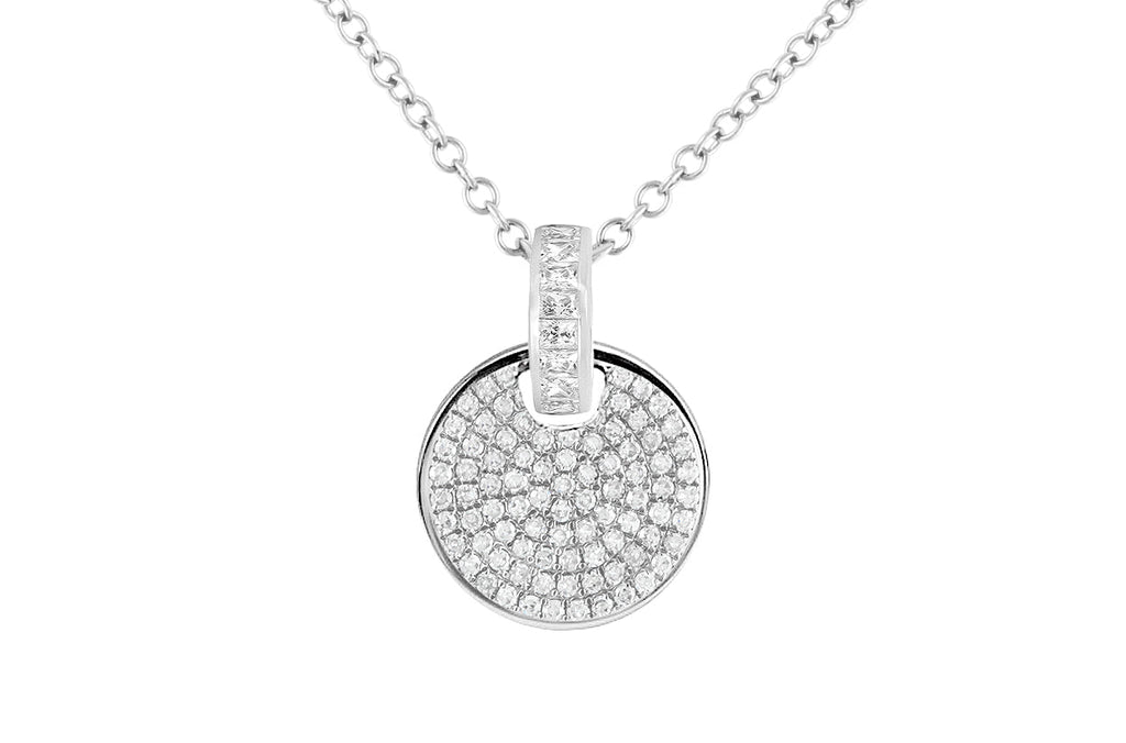 Necklace 14kt Gold Disc with Diamonds - Albert Hern Fine Jewelry