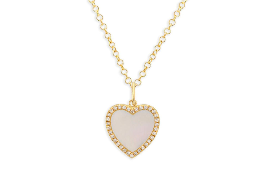 Necklace 14kt Gold Mop Heart & Diamonds - Albert Hern Fine Jewelry