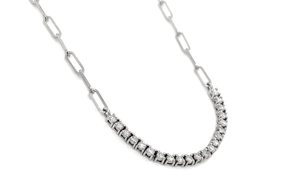 Necklace 14kt Gold Paper Clip Chain & Diamonds - Albert Hern Fine Jewelry