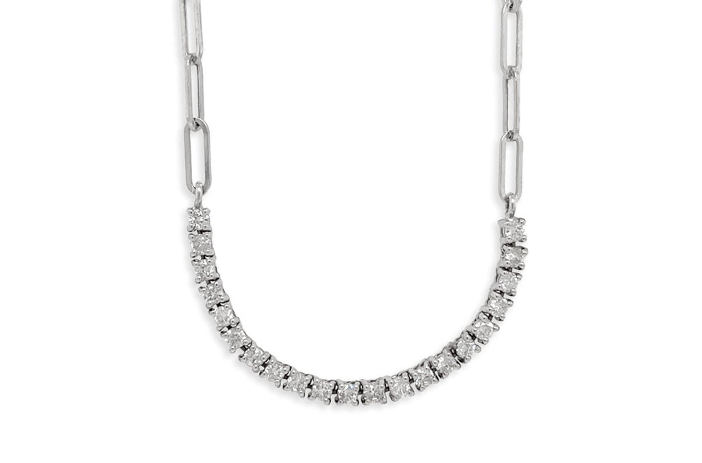 Necklace 14kt Gold Paper Clip Chain & Diamonds - Albert Hern Fine Jewelry