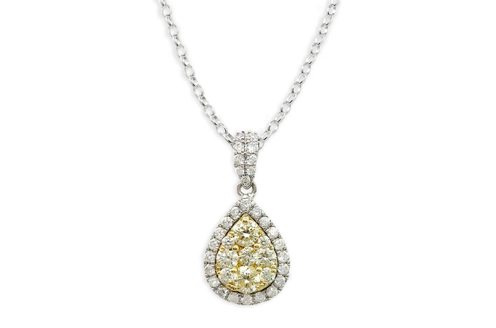 Necklace 14kt Gold Pear Cluster & Halo Diamonds Pendant - Albert Hern Fine Jewelry