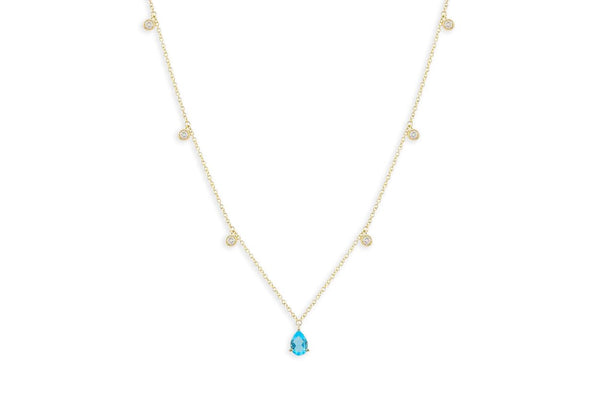 Necklace 14kt Gold Pear Shape Gemstones & Diamonds - Albert Hern Fine Jewelry
