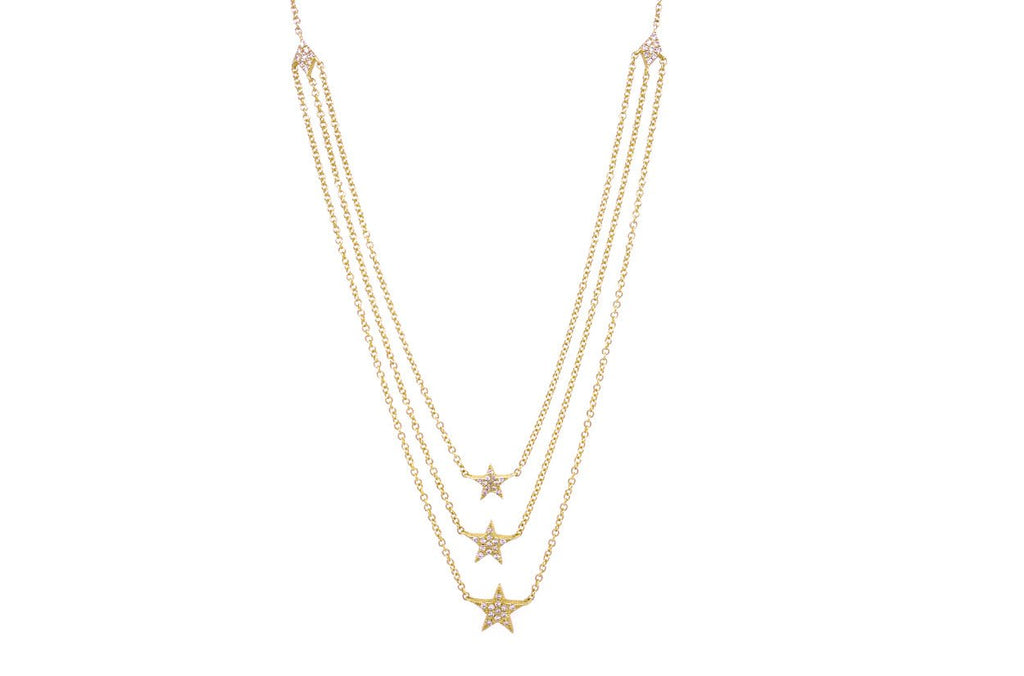 Necklace 14kt Gold Royal Stars with Diamonds - Albert Hern Fine Jewelry