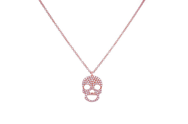 Necklace 14kt Gold Skull with Diamonds - Albert Hern Fine Jewelry