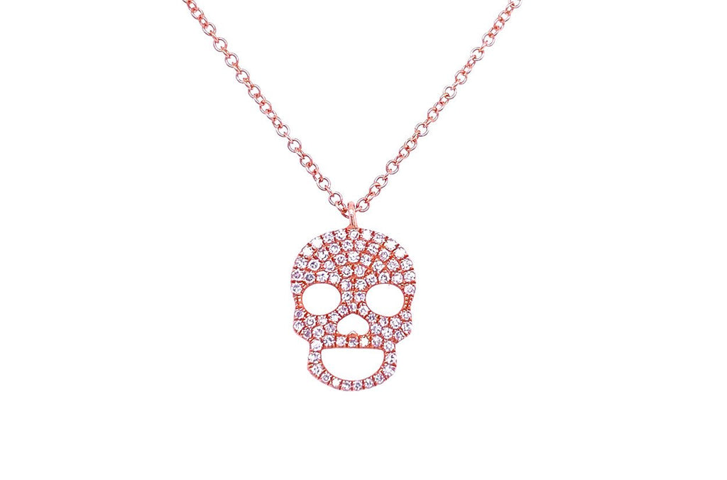 Necklace 14kt Gold Skull with Diamonds - Albert Hern Fine Jewelry