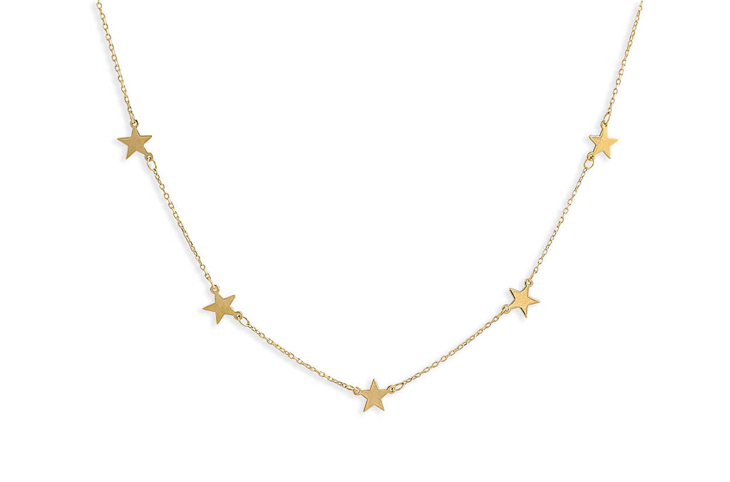 Necklace 14kt Gold & Solid Plain Stars - Albert Hern Fine Jewelry