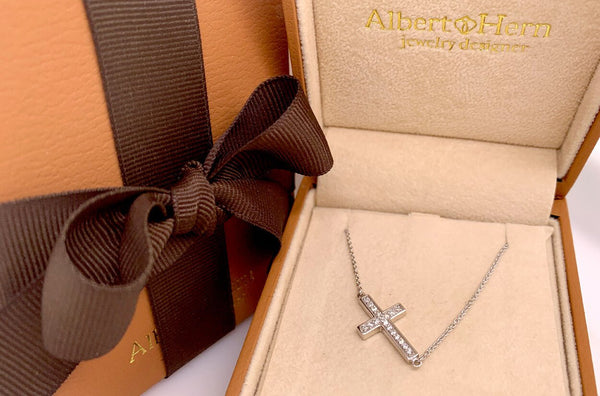 Necklace 18kt Gold & Diamonds Cross - Albert Hern Fine Jewelry