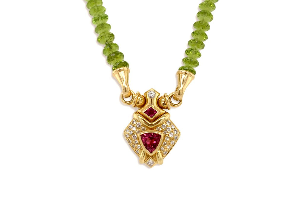 Necklace 18kt Gold Peridot & Tourmaline - Albert Hern Fine Jewelry