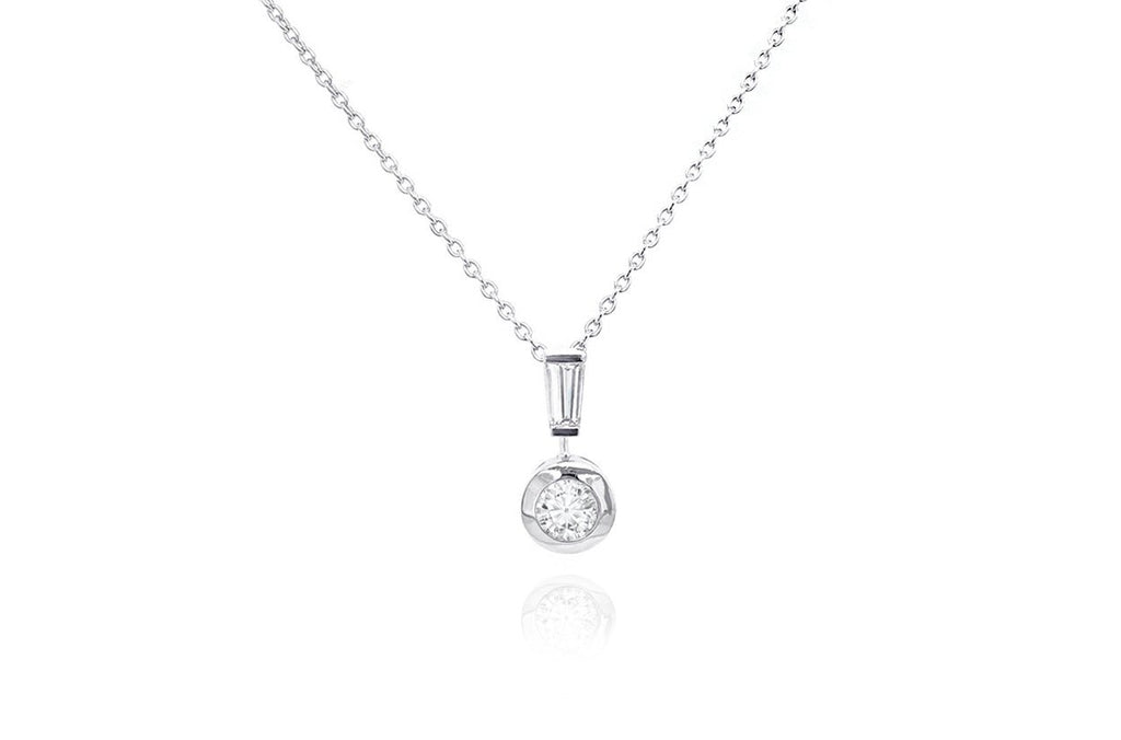 Necklace 18kt Gold Round & Baguette Diamonds - Albert Hern Fine Jewelry
