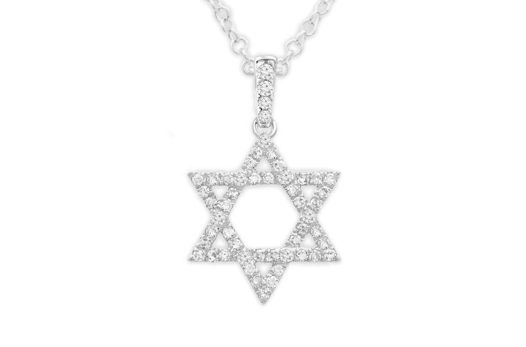 Necklace 18kt Gold Star of David & Diamonds - Albert Hern Fine Jewelry
