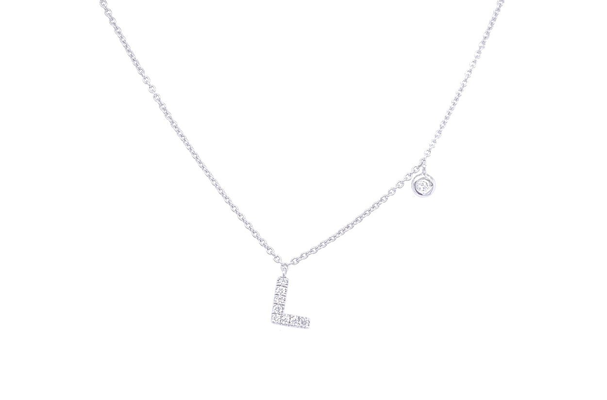 14K Yellow Gold Diamond Initial Necklace, Letter L Necklace – LTB JEWELRY