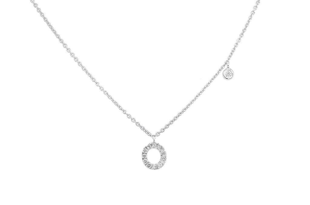 Necklace Initial Letter O White Gold with Diamond - Albert Hern Fine Jewelry