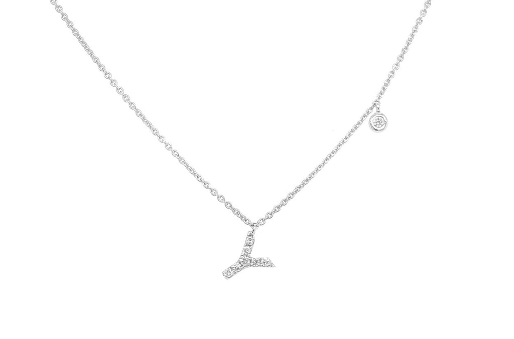 Necklace Initial Letter Y White Gold with Diamond - Albert Hern Fine Jewelry