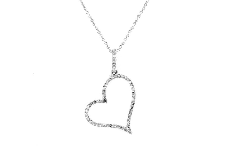 Necklace Large Heart Shape with Diamond - Albert Hern Fine Jewelry