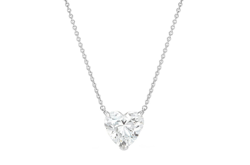 Necklace Platinum Heart Shape Diamond - Albert Hern Fine Jewelry