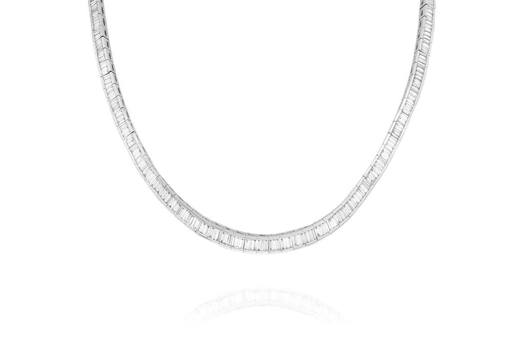 Necklace Rivière Baguette Diamonds Platinum - Albert Hern Fine Jewelry