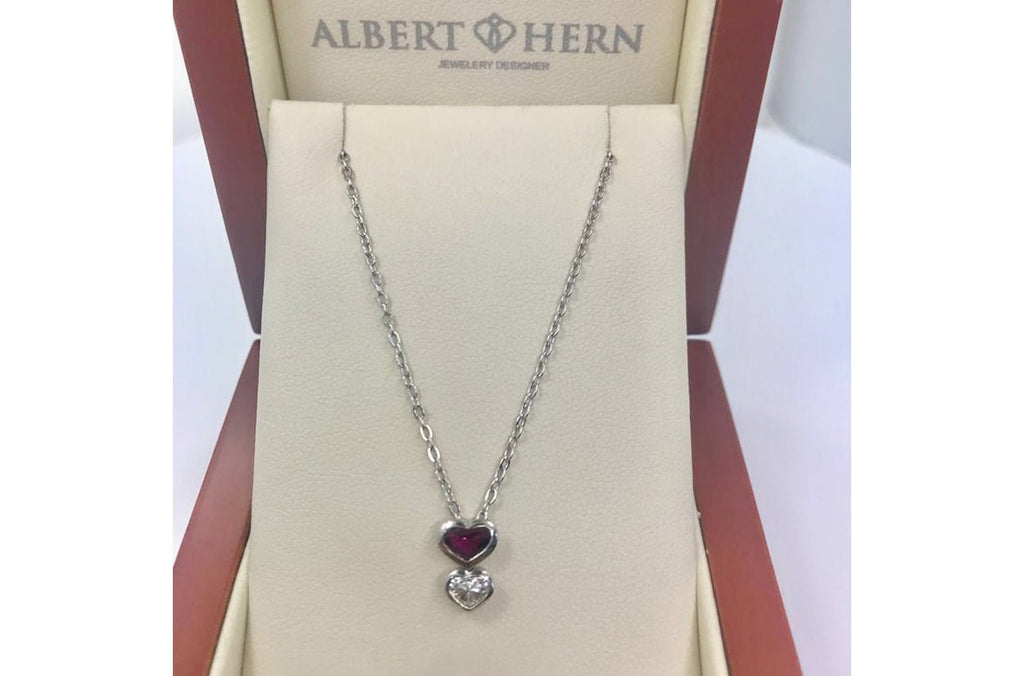 Necklace Ruby & Diamond Hearts - Albert Hern Fine Jewelry