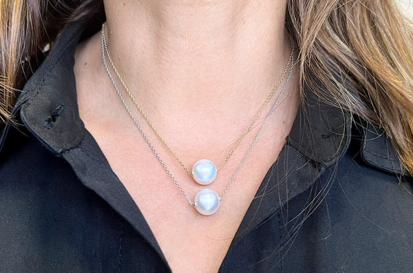 Necklace Single Floating South Sea Pearl & Chain - Albert Hern Fine Jewelry