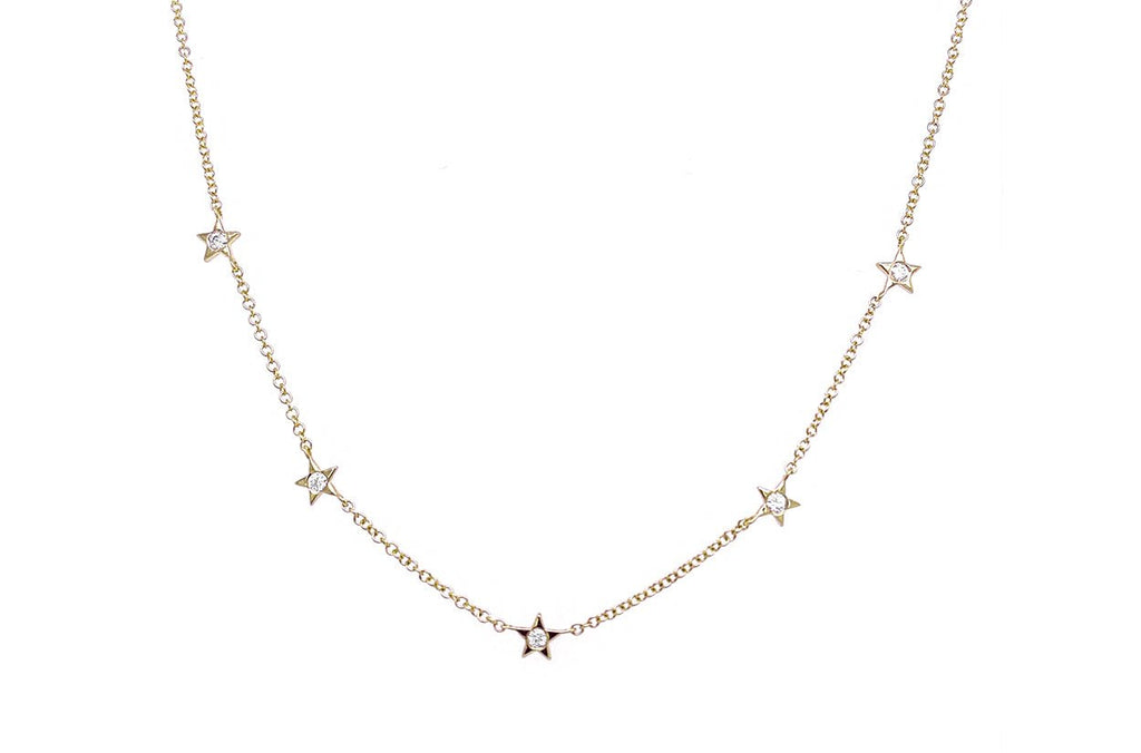 Necklace Social Distance 5 Stars Gold & Diamond - Albert Hern Fine Jewelry