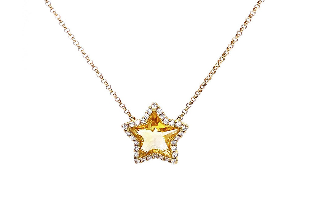 Necklace Star 18kt Yellow Gold Citrine & Diamonds - Albert Hern Fine Jewelry