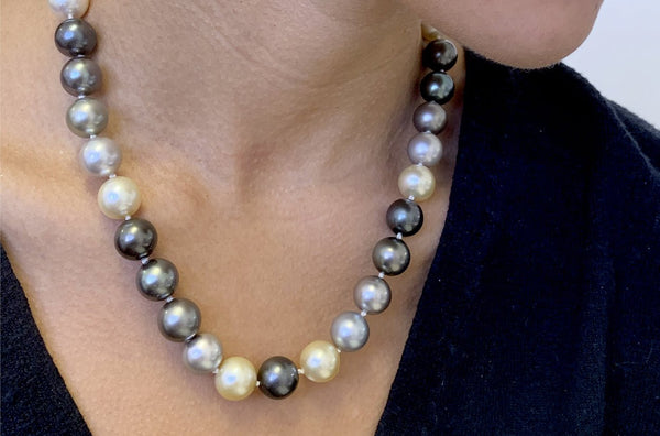 Necklace Tahiti South Sea Pearls & Diamonds Brooch - Albert Hern Fine Jewelry