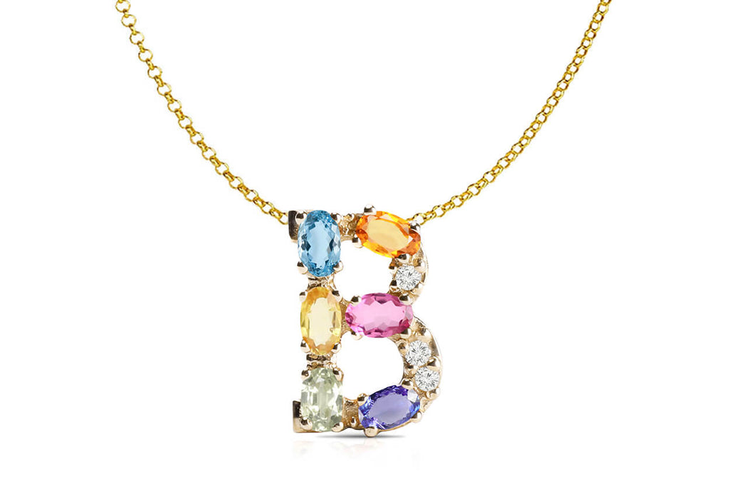 DISHIS 18K (750) Yellow Gold Diamond Alphabet Letter 'B' Pendant For Womens  Boys : Amazon.in: Jewellery