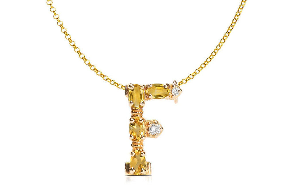 Pendant Letter F Initial 18kt Gold - Albert Hern Fine Jewelry