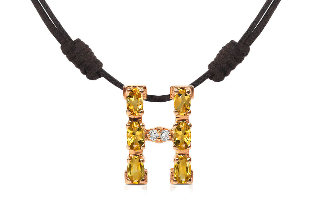 Pendant Letter H Initial 18kt Gold - Albert Hern Fine Jewelry