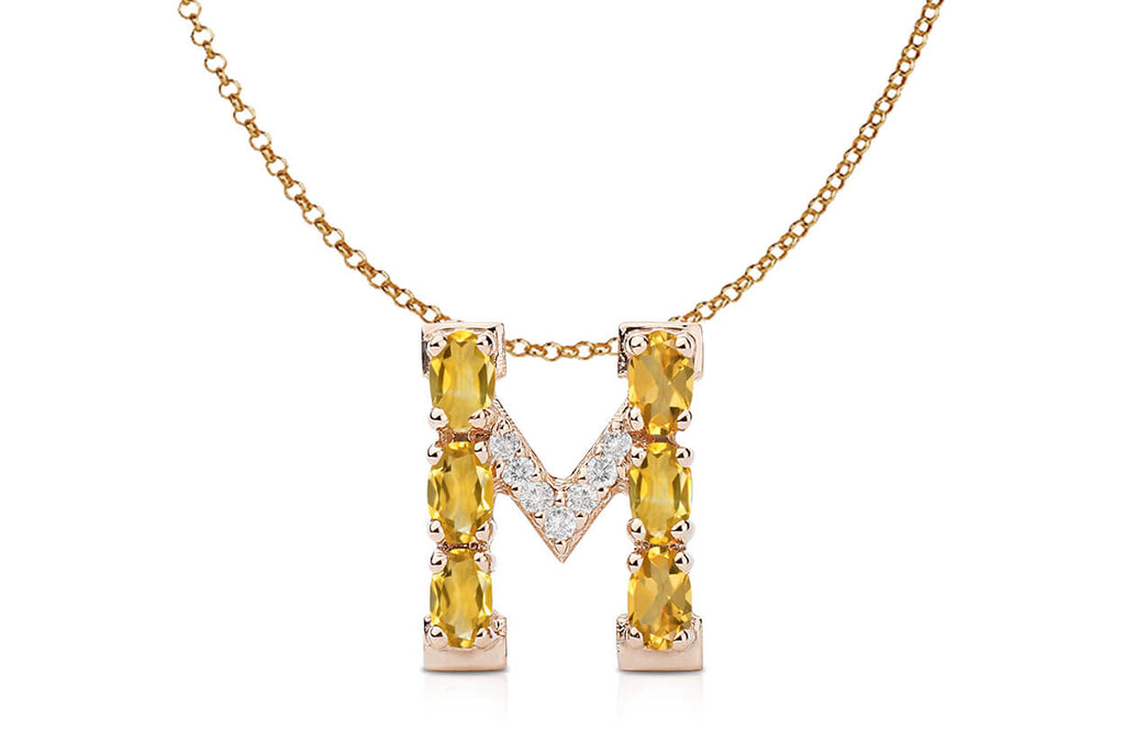Pendant Letter M Initial 18kt Gold - Albert Hern Fine Jewelry