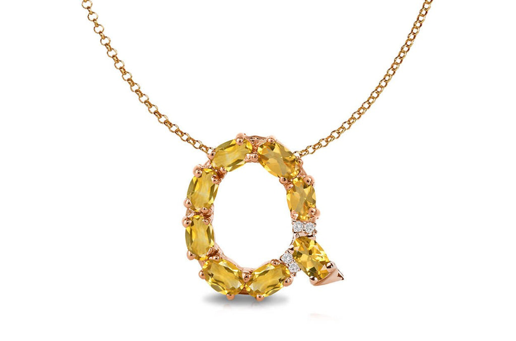 Pendant Letter Q Initial 18kt Gold - Albert Hern Fine Jewelry