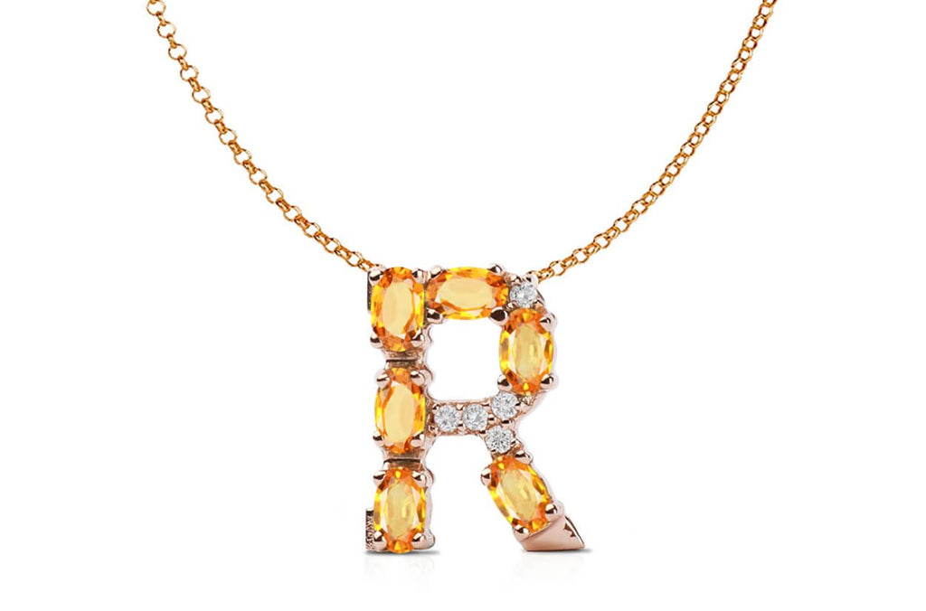 Pendant Letter R Initial 18kt Gold - Albert Hern Fine Jewelry