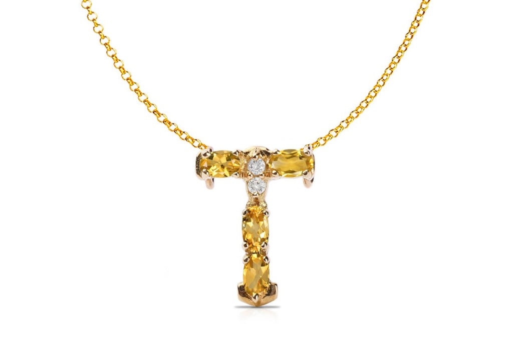 Pendant Letter T Initial 18kt Gold - Albert Hern Fine Jewelry